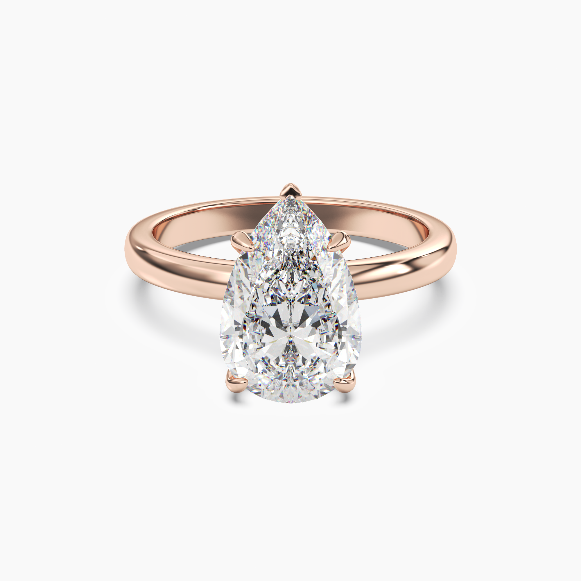 Lyric Pear Hidden Halo Diamond Ring Setting in 14K White Gold