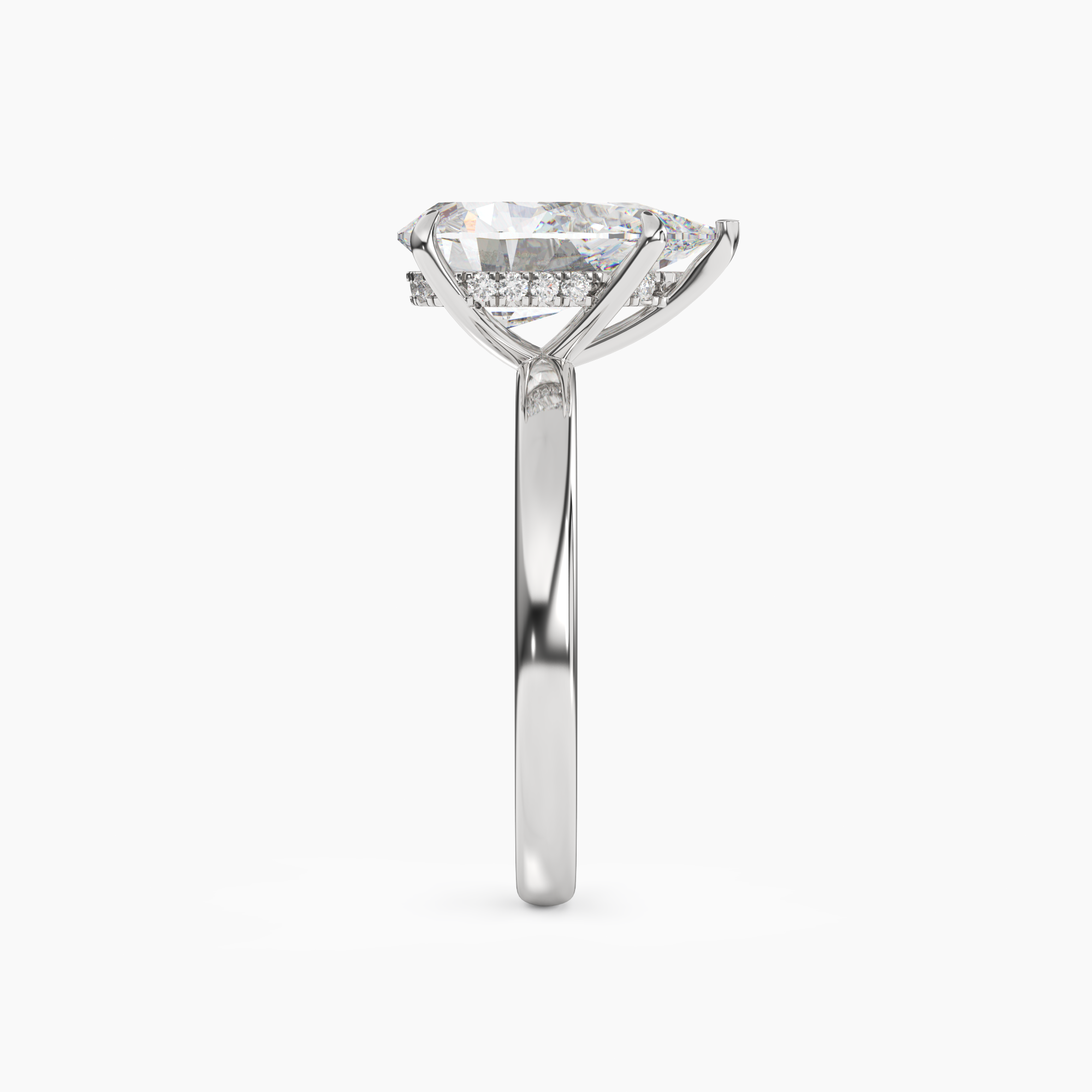 Lyric Pear Hidden Halo Diamond Ring Setting in 14K Yellow Gold
