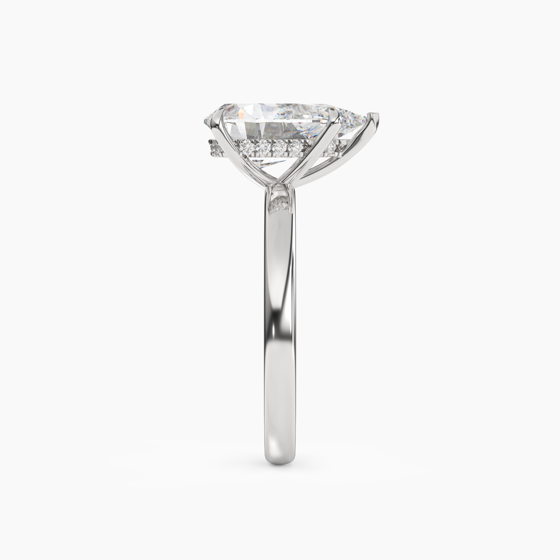 Lyric Pear Hidden Halo Diamond Ring Setting in 14K Yellow Gold