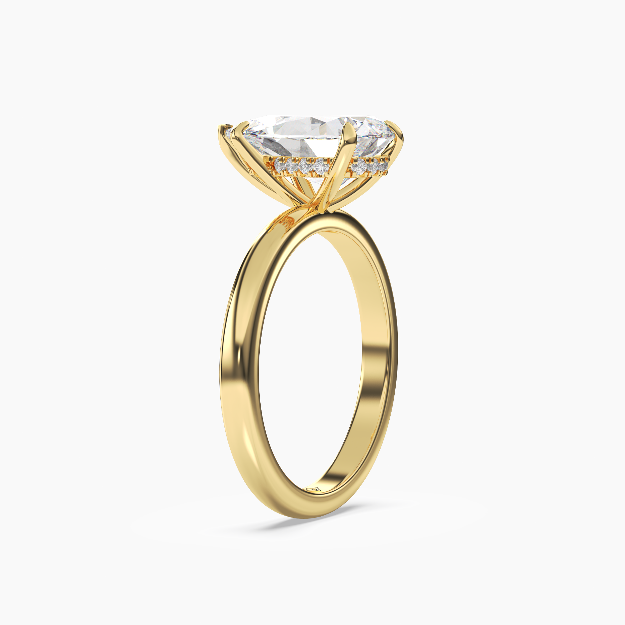 Lyric Pear Hidden Halo 3 Carat Lab Grown Diamond Engagement Ring in 14K Yellow Gold