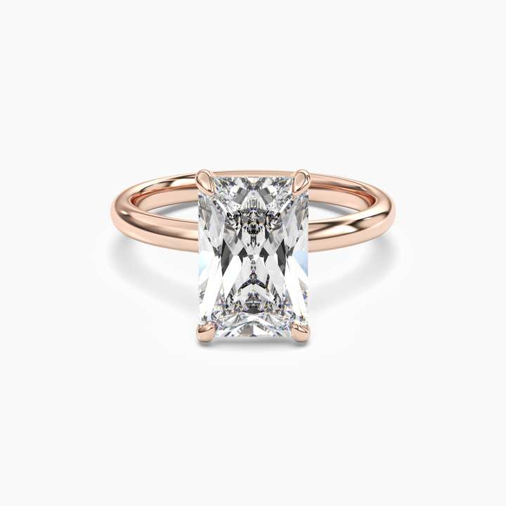 Lyric Radiant Hidden Halo 3 Carat Lab Grown Diamond Engagement Ring in 18K Rose Gold