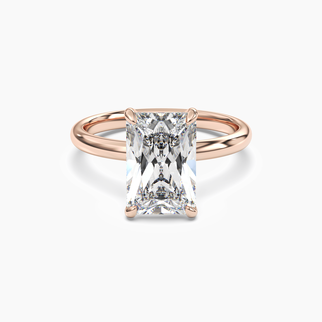 Lyric Radiant Hidden Halo Diamond Ring Setting in 18K White Gold