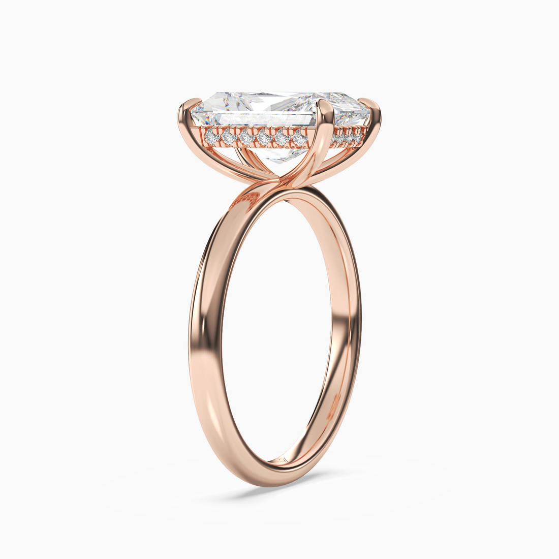 Lyric Radiant Hidden Halo Diamond Ring Setting in 14K Yellow Gold