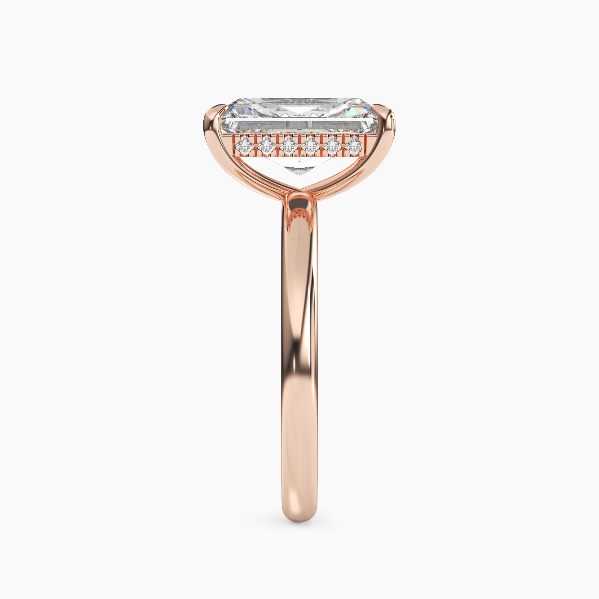 Lyric Radiant Hidden Halo 2 Carat Lab Grown Diamond Engagement Ring in 18K Rose Gold