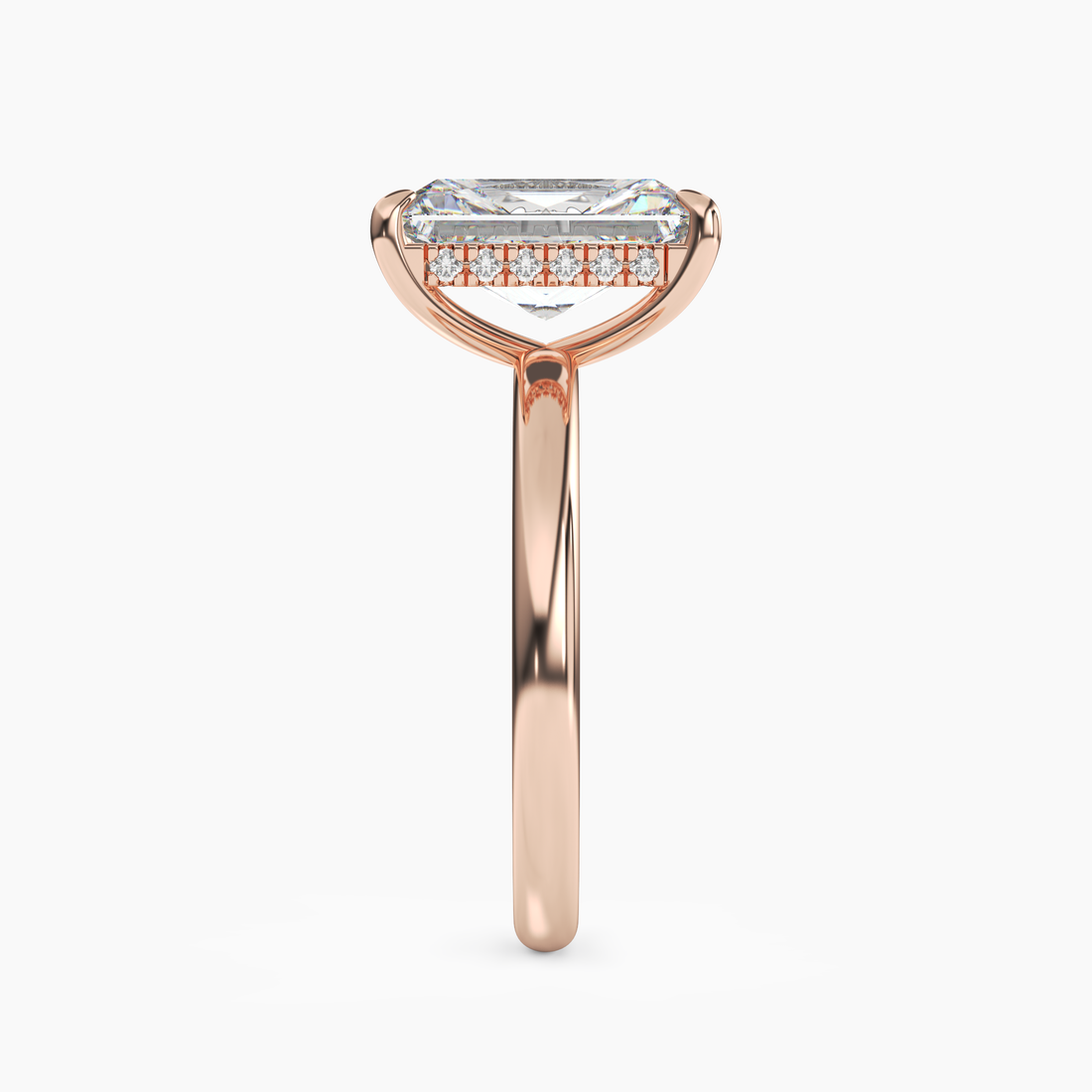 Lyric Radiant Hidden Halo Diamond Ring Setting in 14K Rose Gold