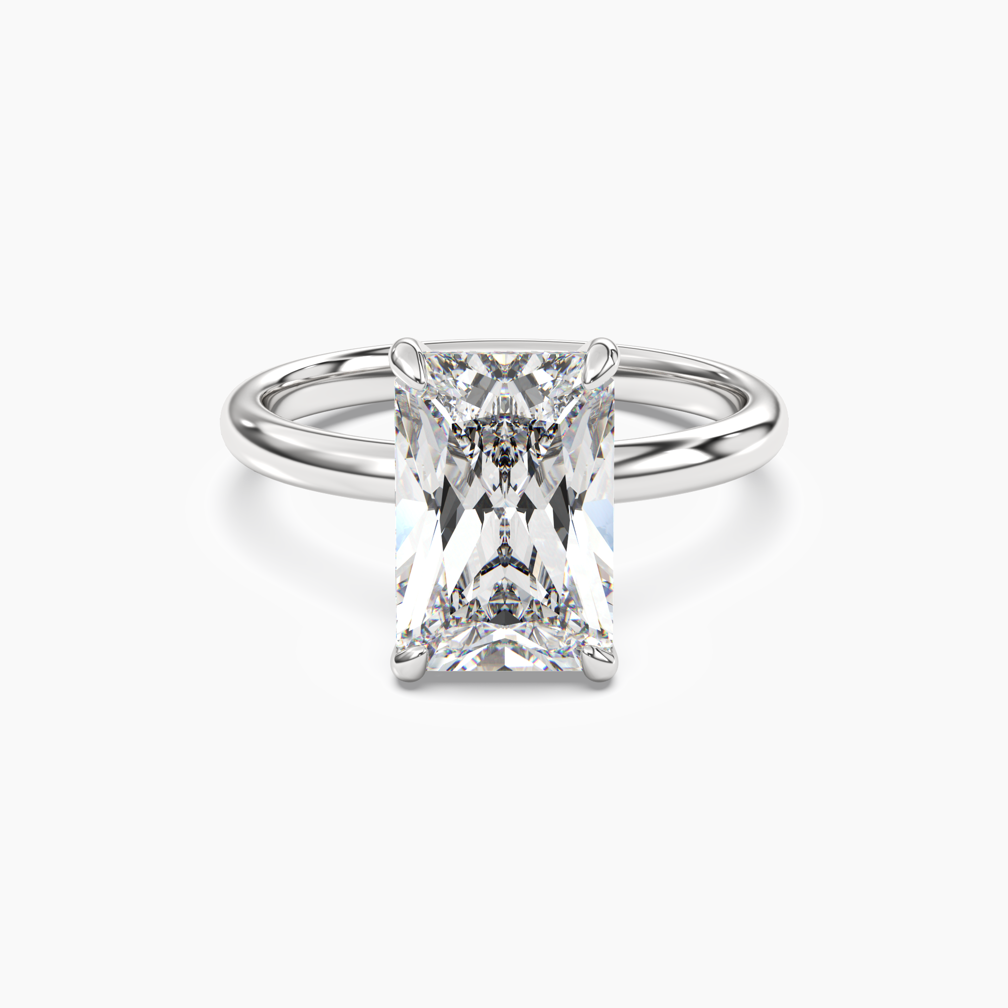 Lyric Radiant Hidden Halo 2.5 Carat Lab Grown Diamond Engagement Ring in 18K White Gold