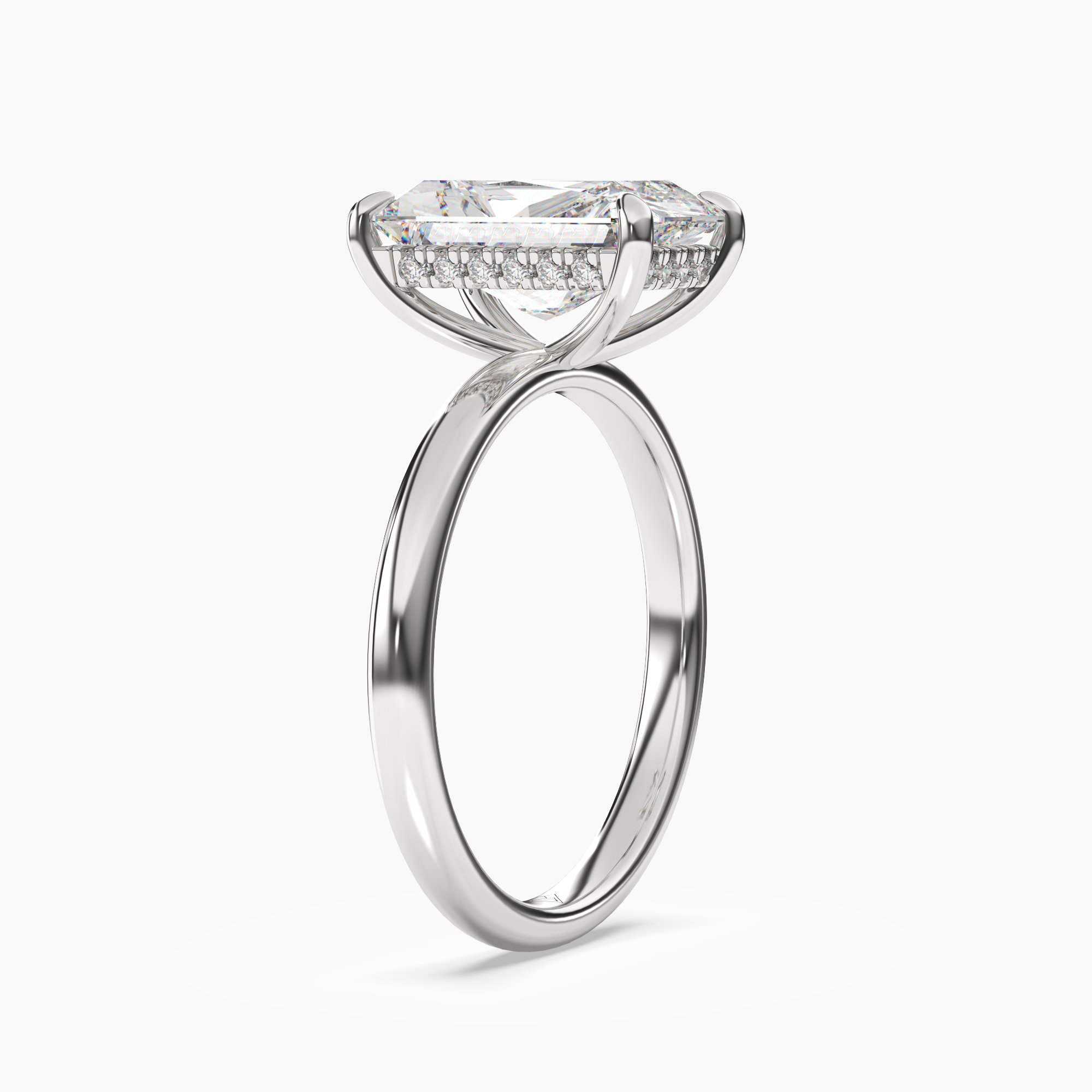 Lyric Radiant Hidden Halo 2 Carat Lab Grown Diamond Engagement Ring in 18K Yellow Gold