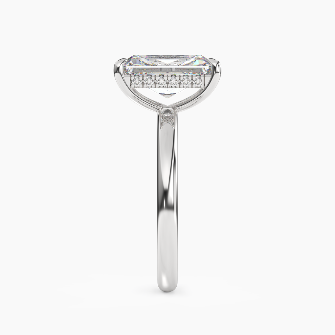 Lyric Radiant Hidden Halo Diamond Ring Setting in 18K White Gold