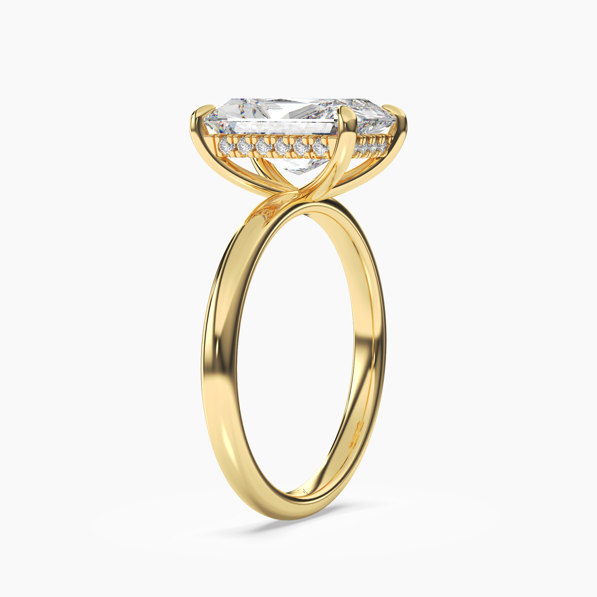 Lyric Radiant Hidden Halo 1 Carat Lab Grown Diamond Engagement Ring in 18K Rose Gold