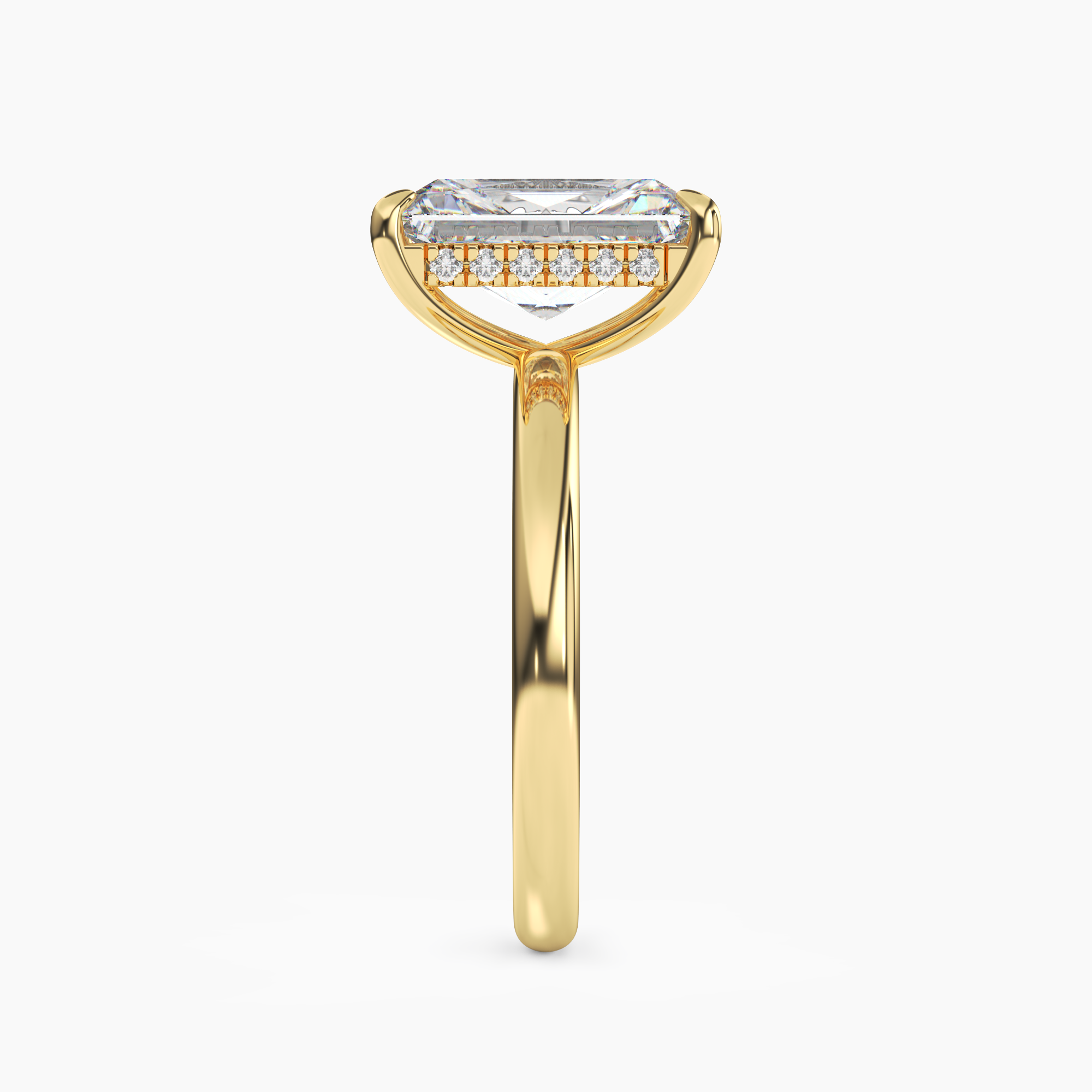 Lyric Radiant Hidden Halo Diamond Ring Setting in 18K White Gold