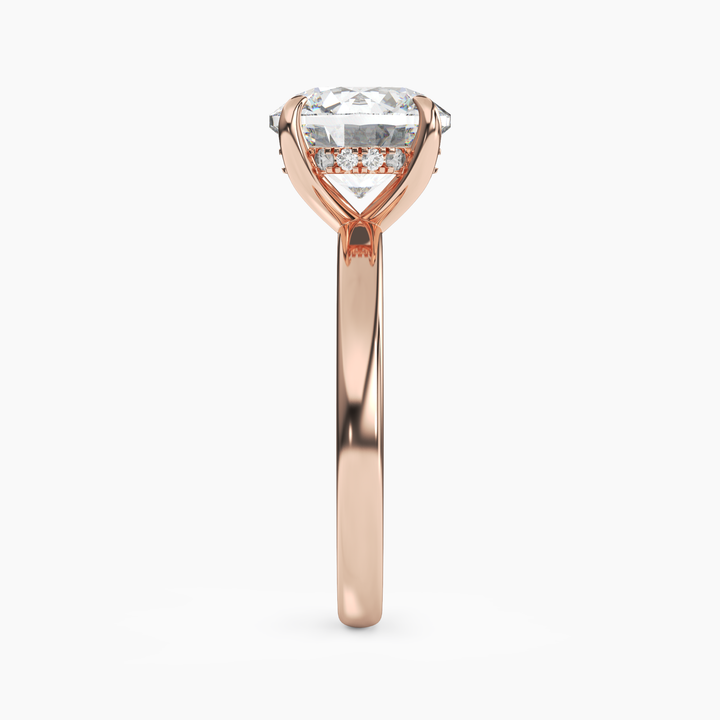 Lyric Round Hidden Halo 3 Carat Lab Grown Diamond Engagement Ring in 14K White Gold