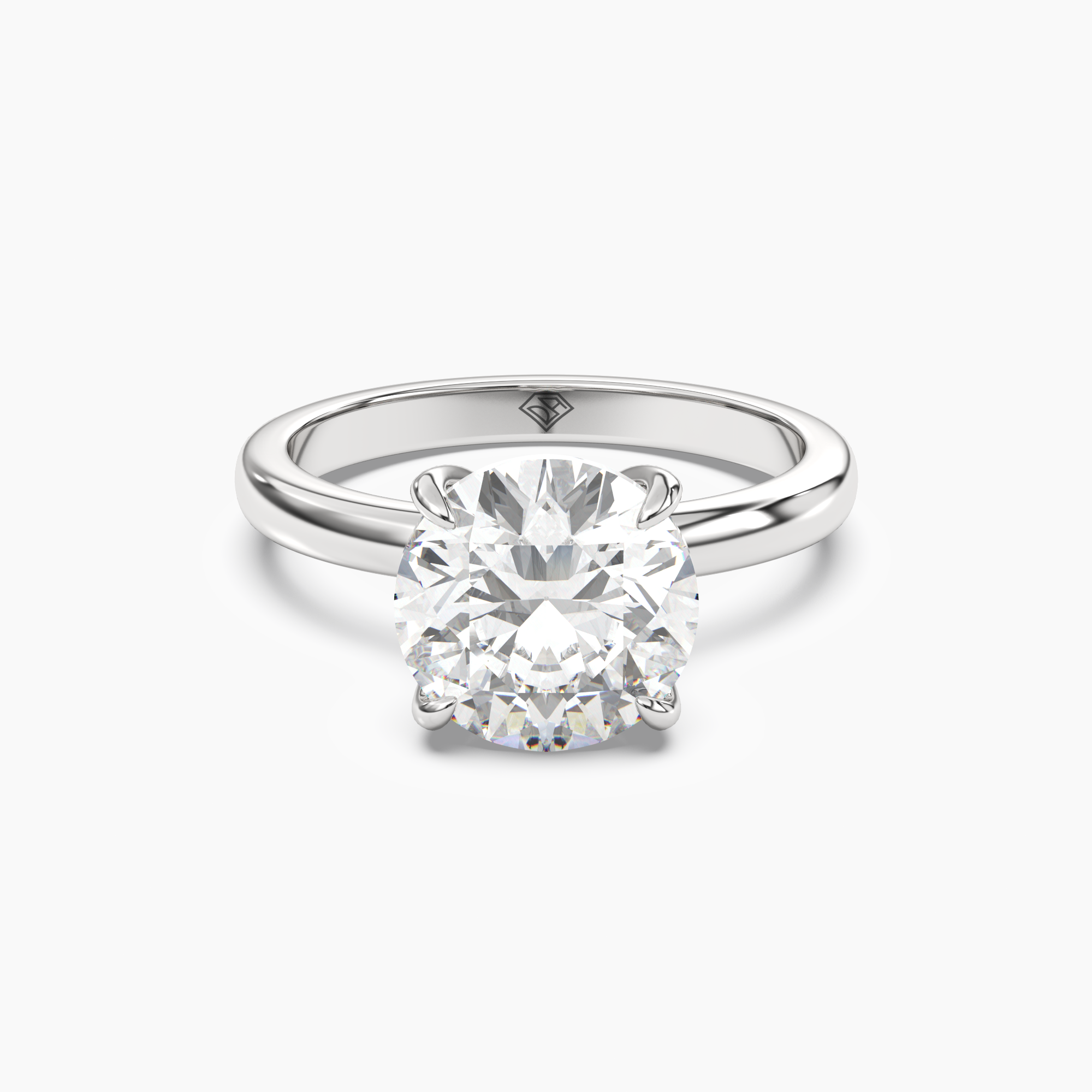 Lyric Round Hidden Halo 3 Carat Lab Grown Diamond Engagement Ring in 18K Yellow Gold