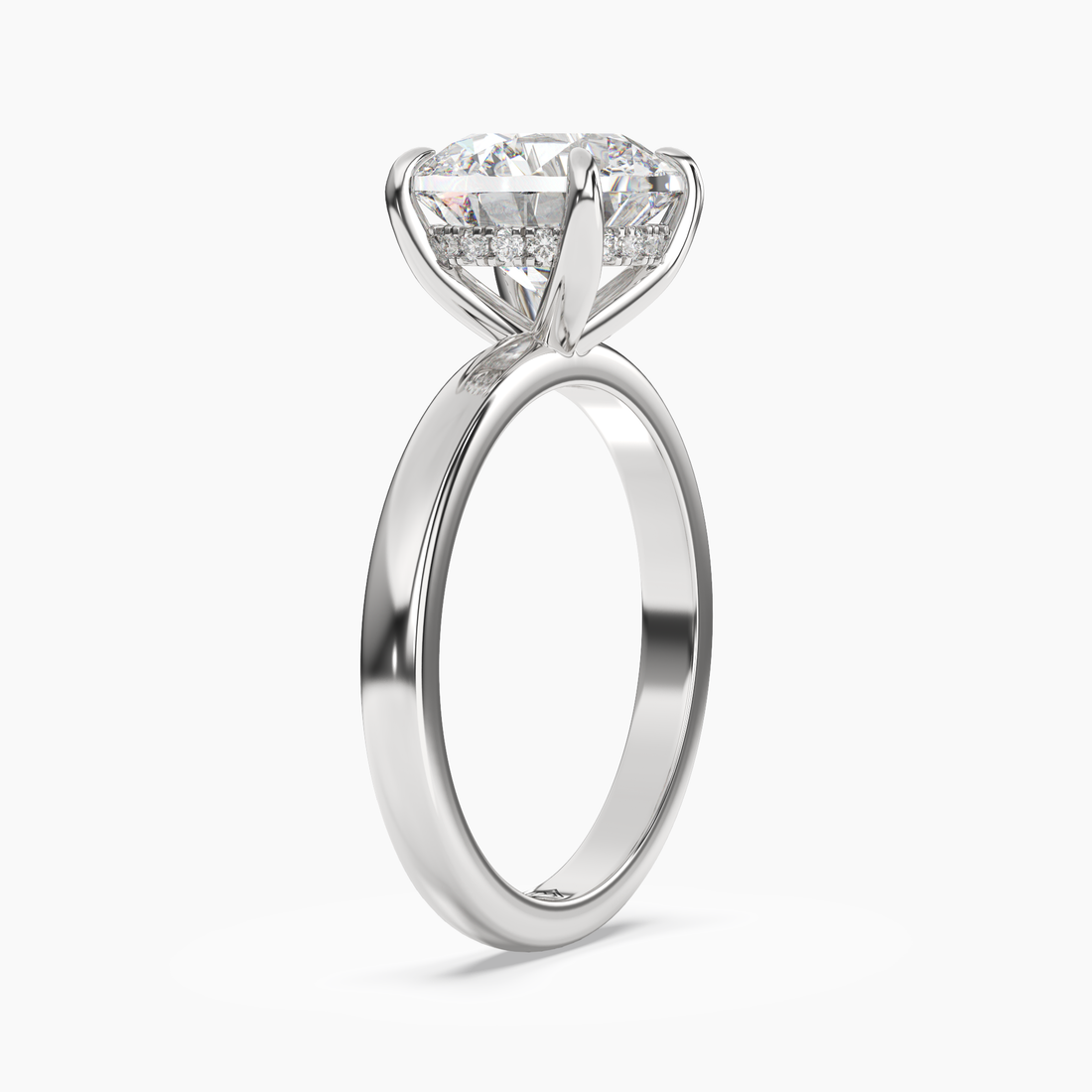 Lyric Round Hidden Halo 1.5 Carat Lab Grown Diamond Engagement Ring in 14K White Gold