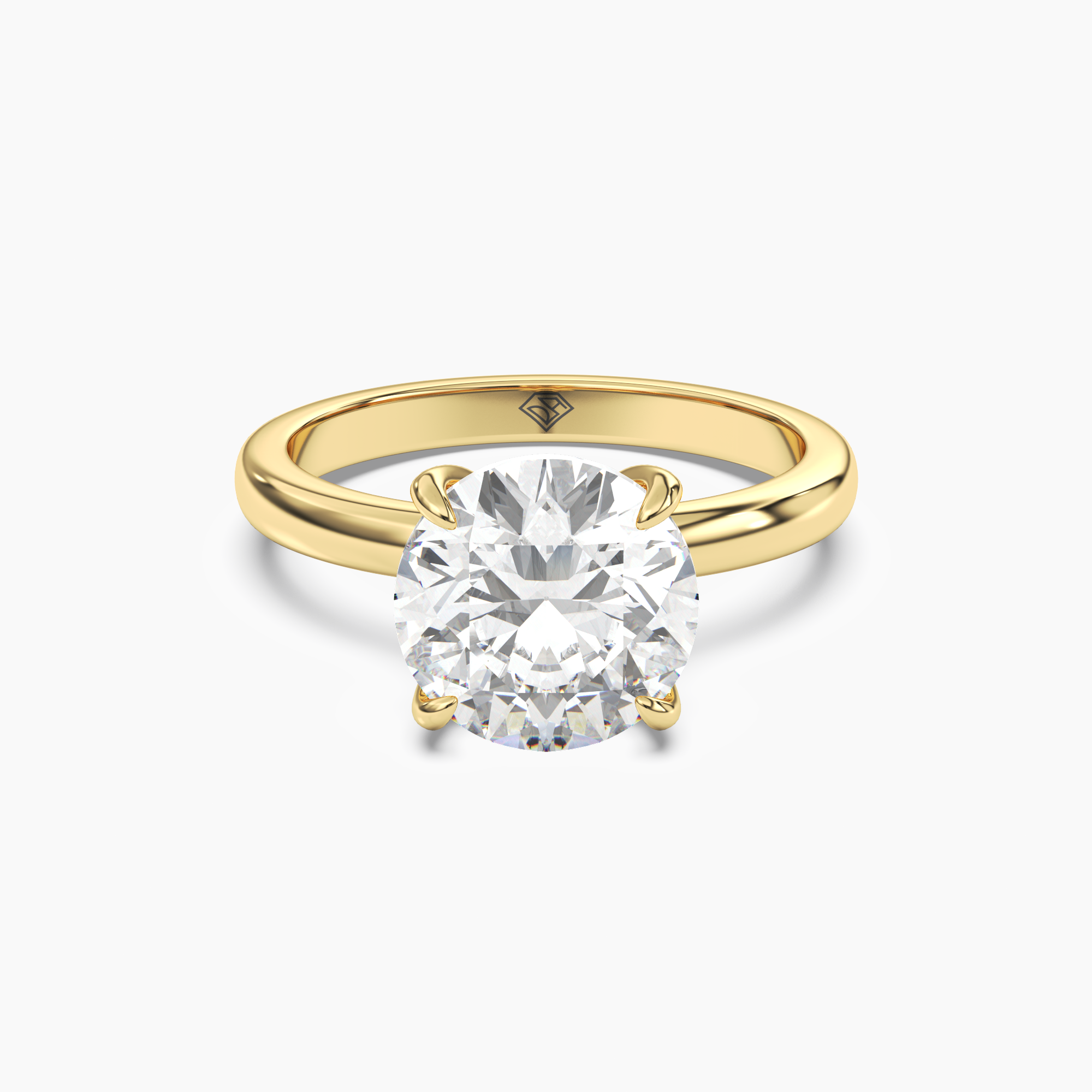 Lyric Round Hidden Halo Diamond Ring Setting in 14K Yellow Gold