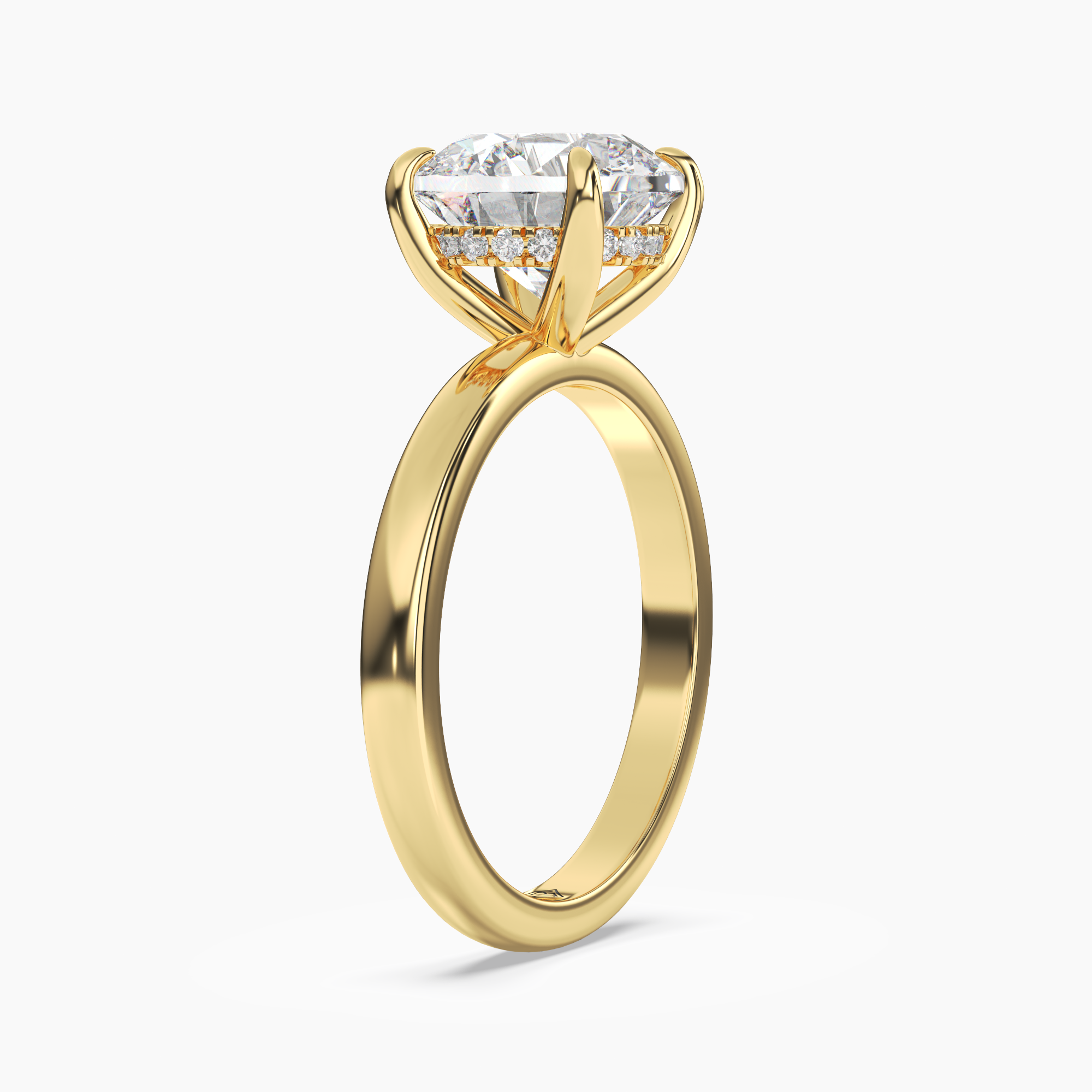 Lyric Round Hidden Halo 1 Carat Lab Grown Diamond Engagement Ring in 18K White Gold