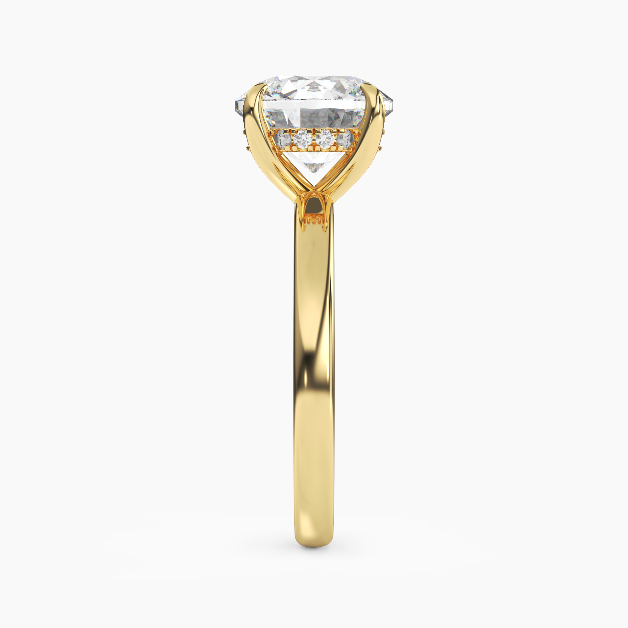 Lyric Round Hidden Halo 2 Carat Lab Grown Diamond Engagement Ring in 14K Rose Gold