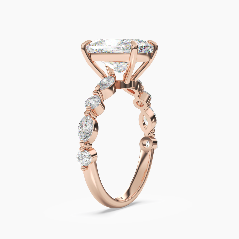 Sonnet Cushion Solitaire Diamond Ring Setting in 18K Rose Gold