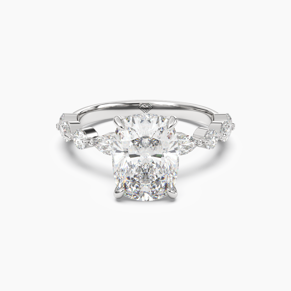 Sonnet Cushion Solitaire 3 Carat Lab Grown Diamond Engagement Ring in 14K Yellow Gold
