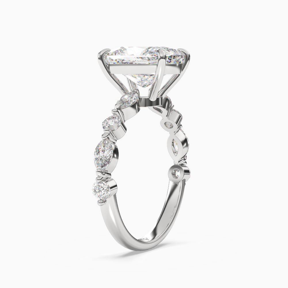 Sonnet Cushion Solitaire Diamond Ring Setting in 18K White Gold