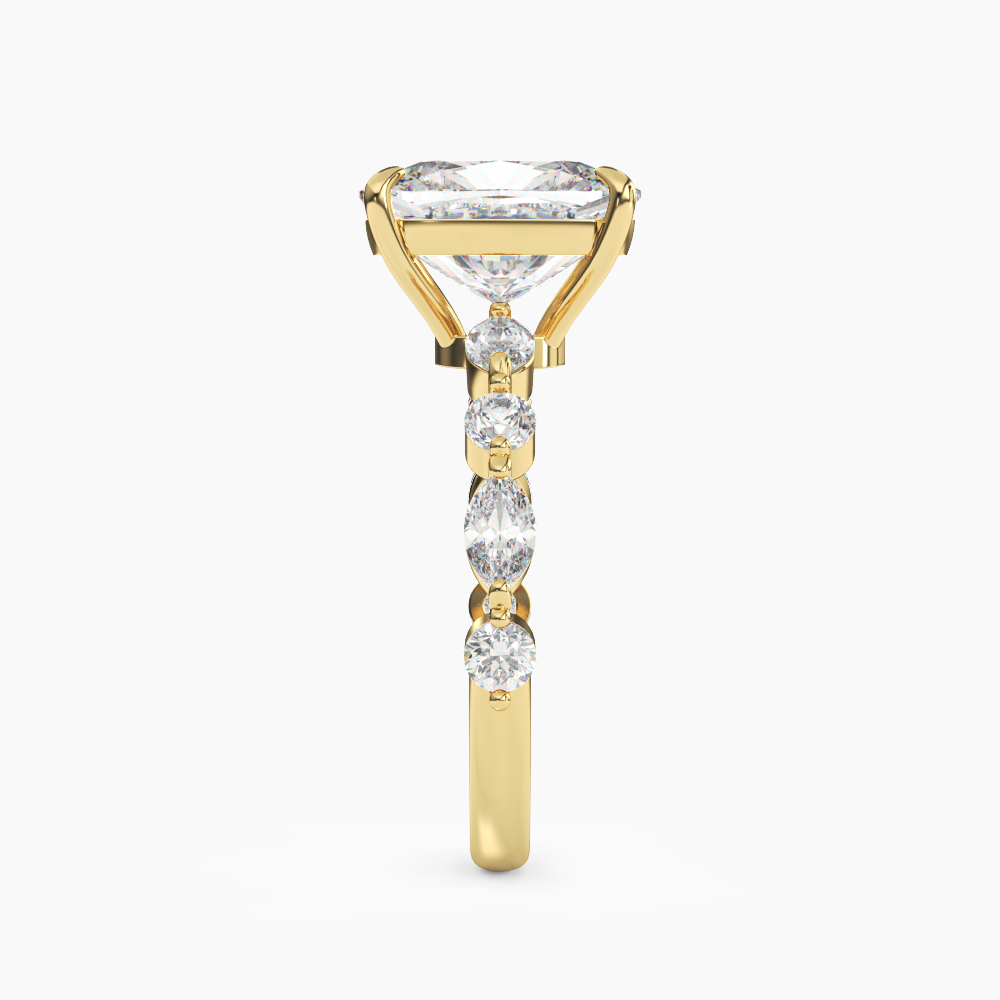 Sonnet Cushion Solitaire 3 Carat Lab Grown Diamond Engagement Ring in 14K Yellow Gold
