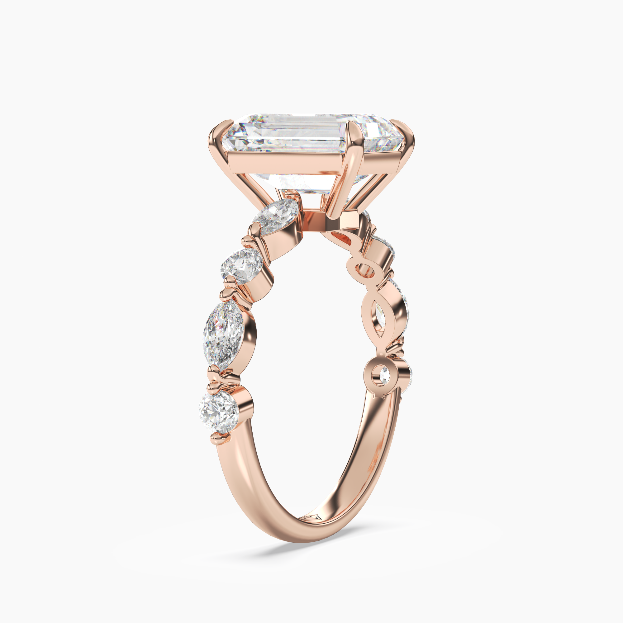 Sonnet Emerald Solitaire Diamond Ring Setting in 14K Rose Gold