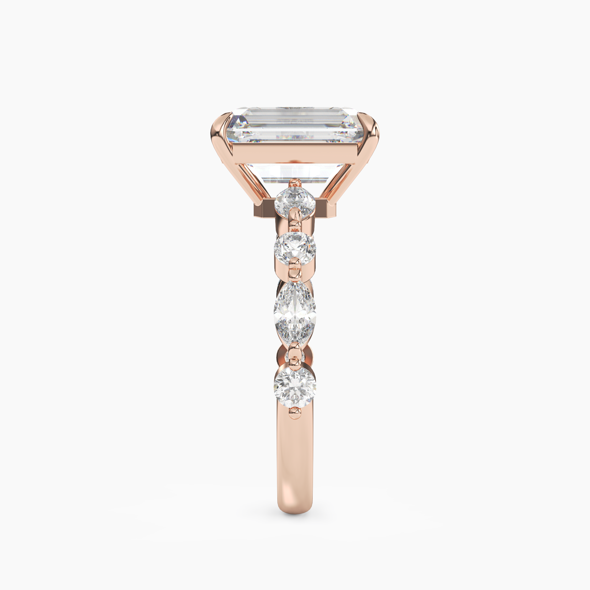 Sonnet Emerald Solitaire Diamond Ring Setting in 18K White Gold