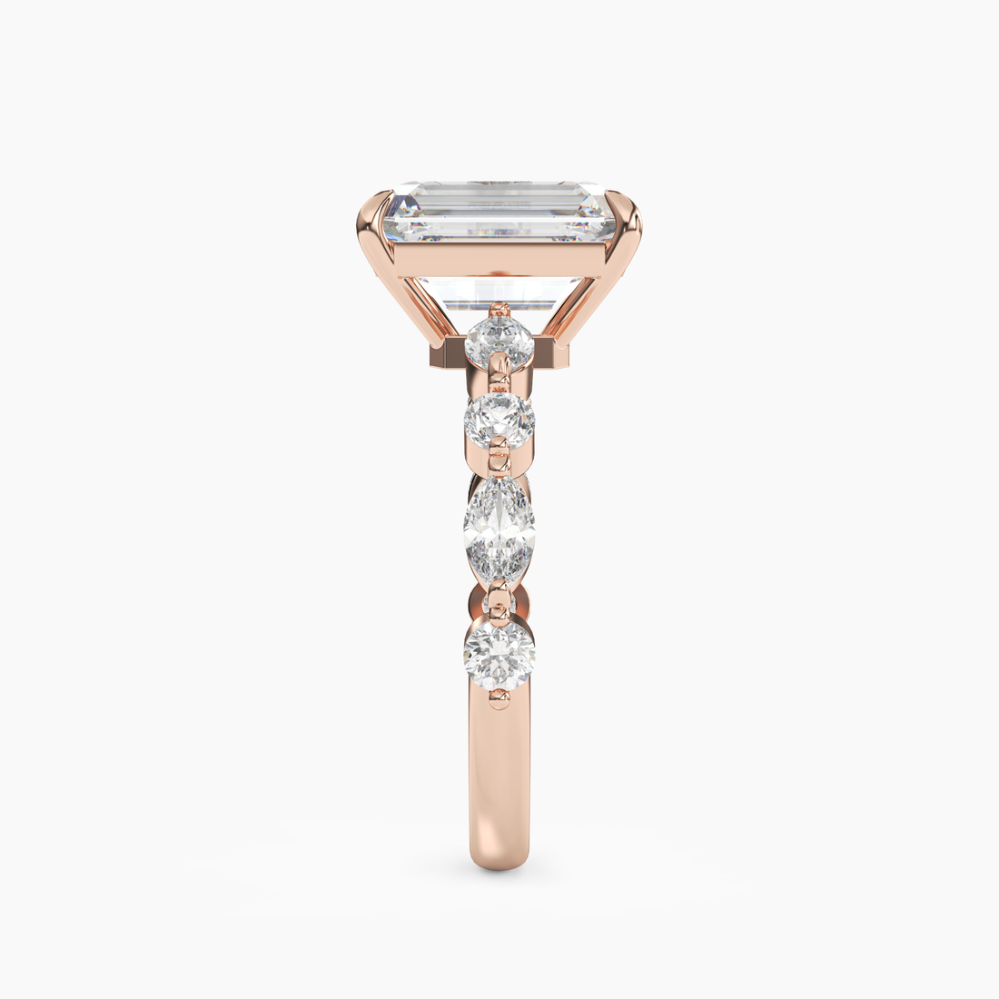 Sonnet Emerald Solitaire Diamond Ring Setting in 18K White Gold
