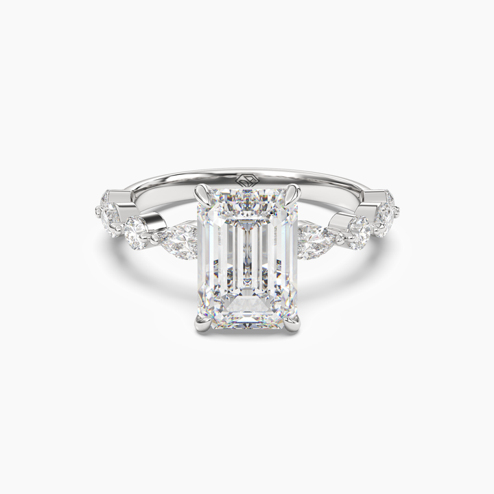 Sonnet Emerald Solitaire 2.5 Carat Lab Grown Diamond Engagement Ring in 14K White Gold