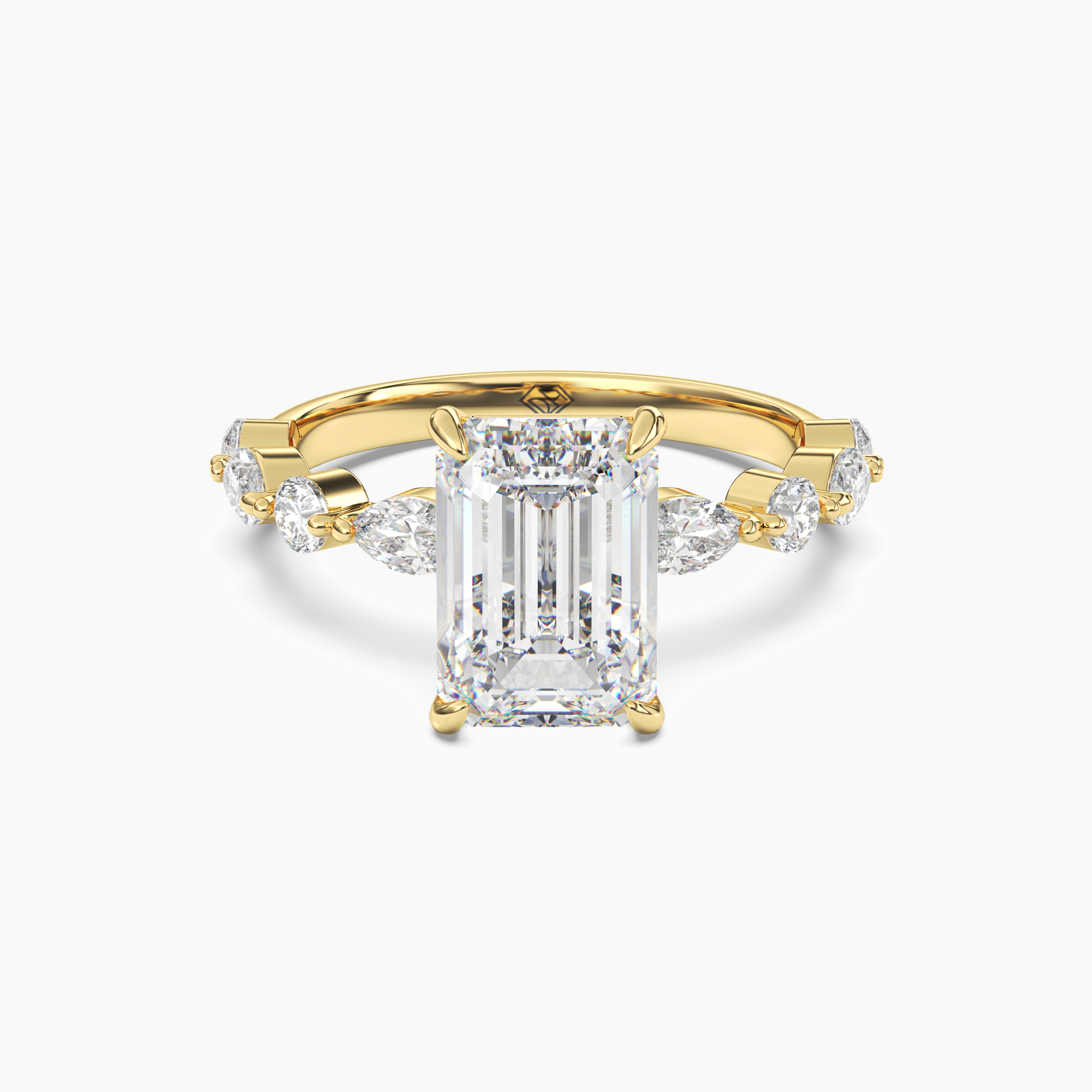 Sonnet Emerald Solitaire 2 Carat Lab Grown Diamond Engagement Ring in 18K Yellow Gold