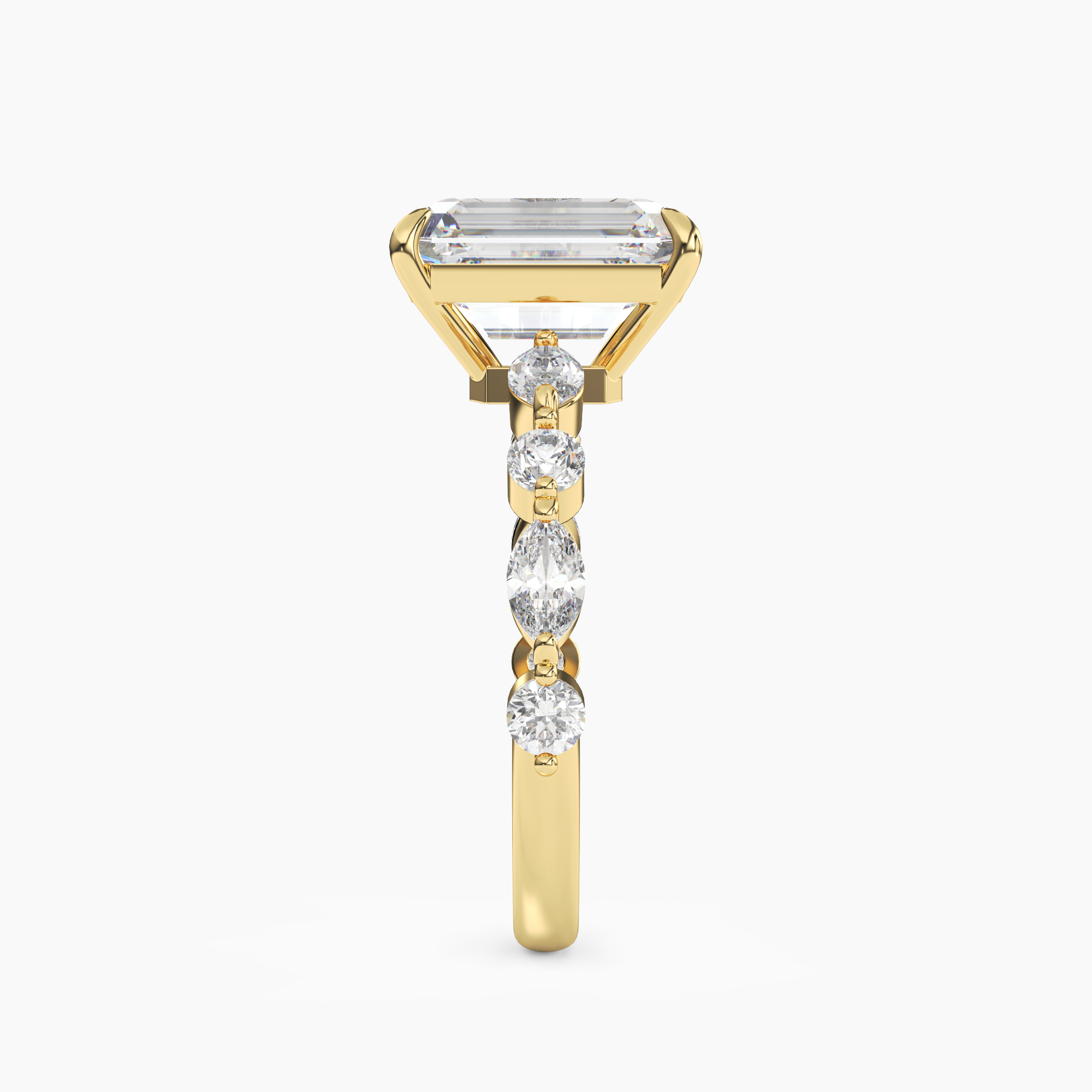 Sonnet Emerald Solitaire Diamond Ring Setting in 14K Rose Gold