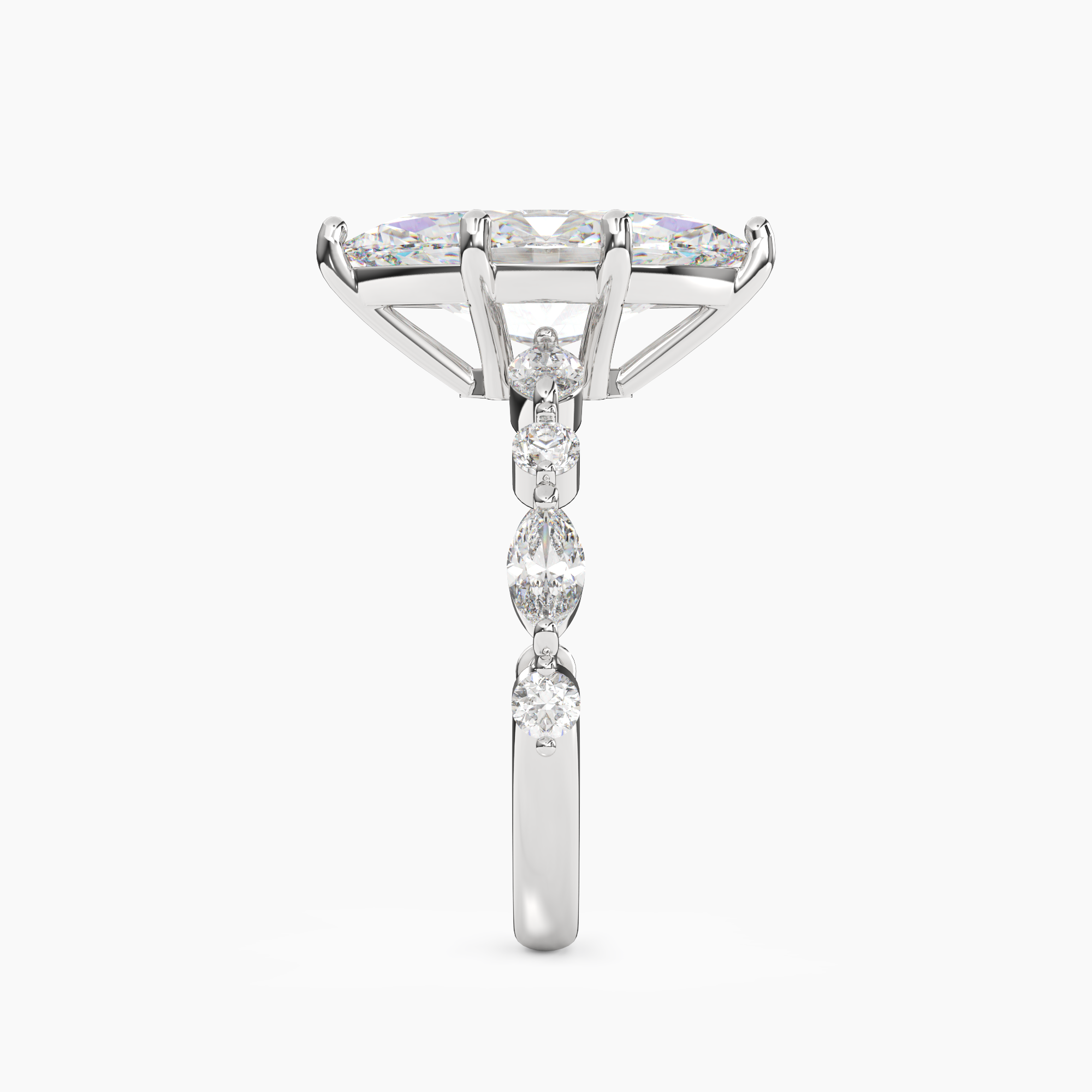 Sonnet Marquise Solitaire Diamond Ring Setting in 14K White Gold