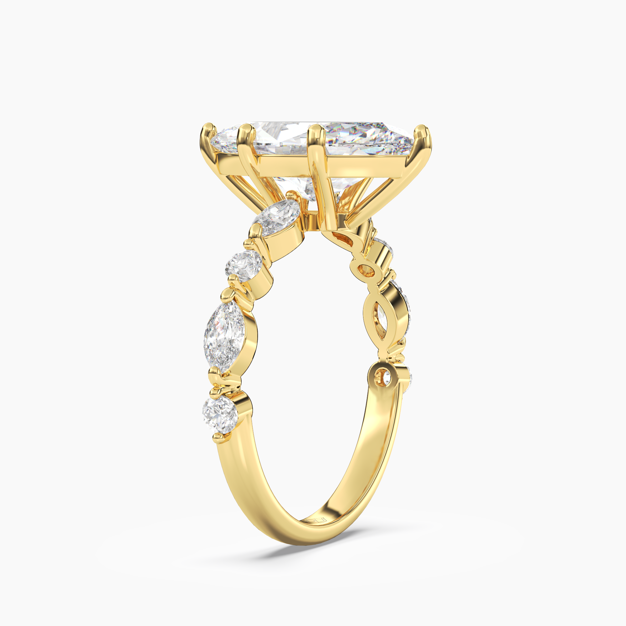 Sonnet Marquise Solitaire 3 Carat Lab Grown Diamond Engagement Ring in 14K Yellow Gold