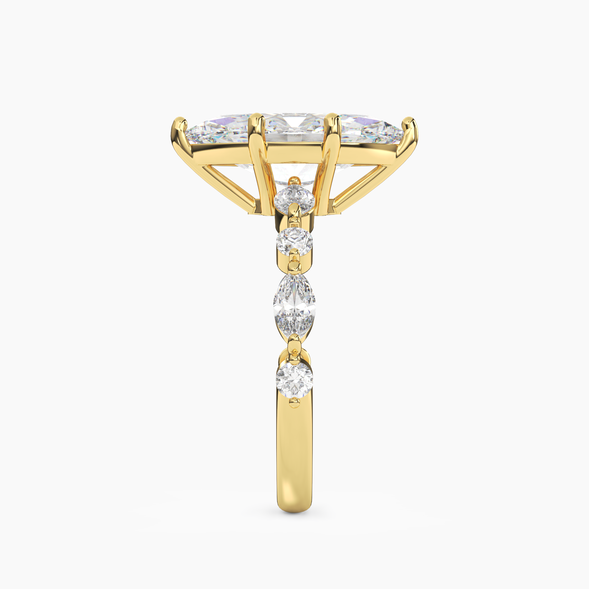 Sonnet Marquise Solitaire 3 Carat Lab Grown Diamond Engagement Ring in 18K Yellow Gold