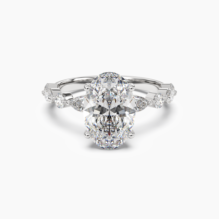 Sonnet Oval Solitaire 1 Carat Lab Grown Diamond Engagement Ring in 14K White Gold