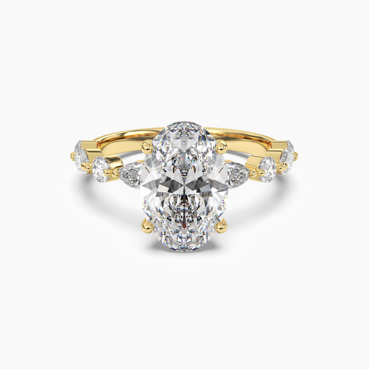 Sonnet Oval Solitaire 2.5 Carat Lab Grown Diamond Engagement Ring in 18K Yellow Gold