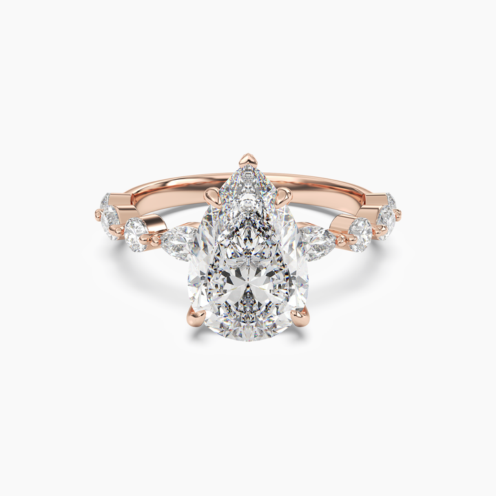 Sonnet Pear Solitaire 3 Carat Lab Grown Diamond Engagement Ring in 14K Rose Gold