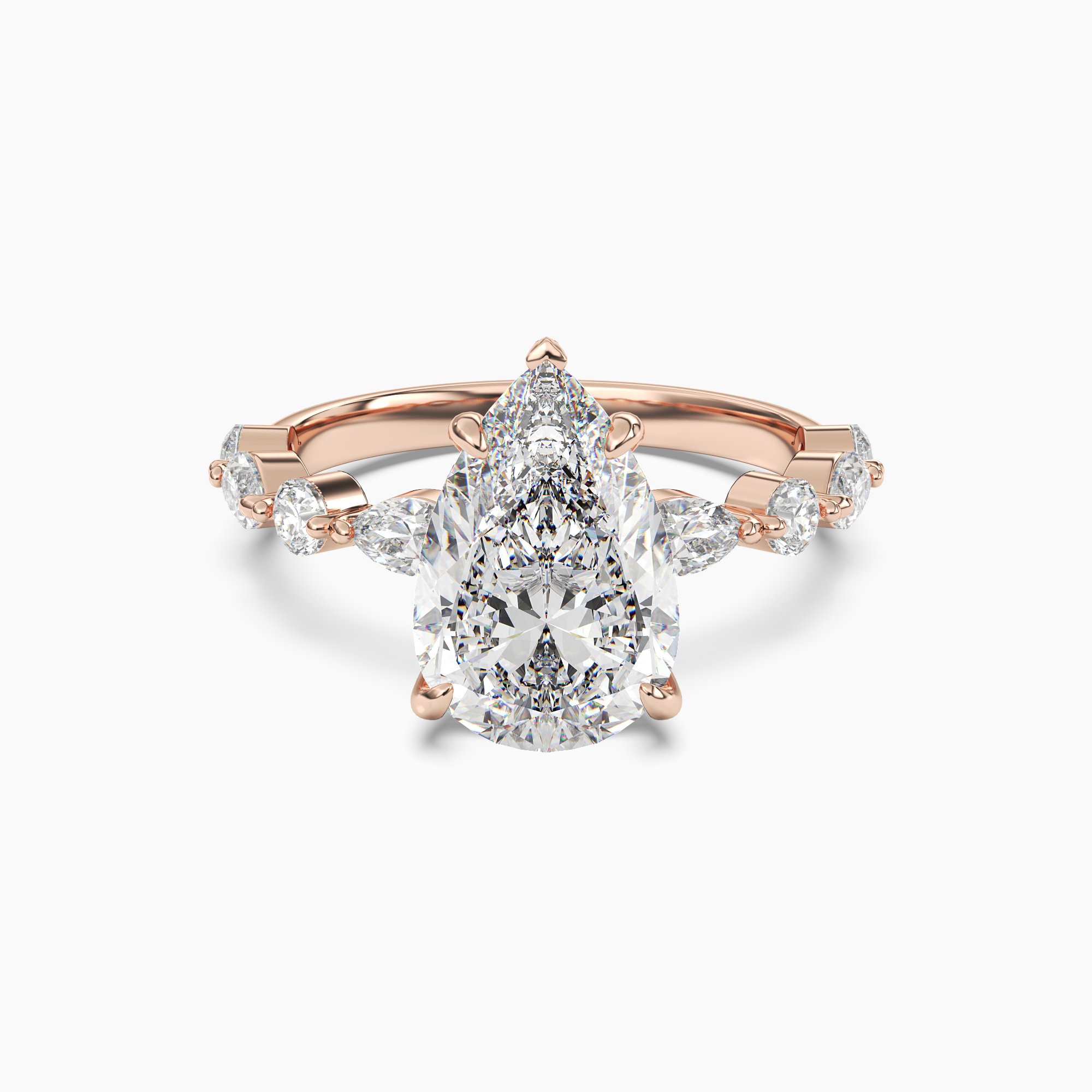 Sonnet Pear Solitaire Diamond Ring Setting in 14K Yellow Gold