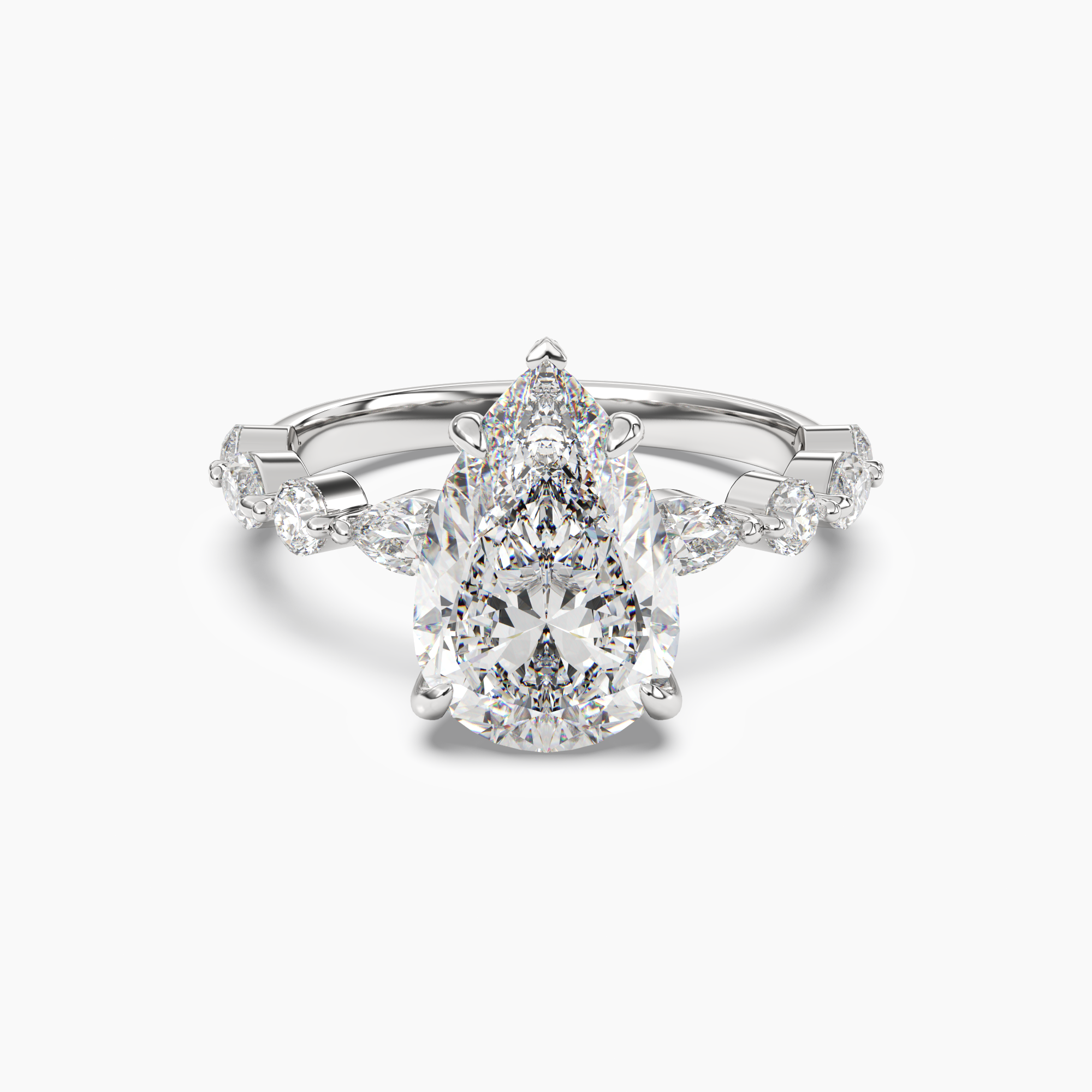 Sonnet Pear Solitaire 1 Carat Lab Grown Diamond Engagement Ring in 18K Yellow Gold