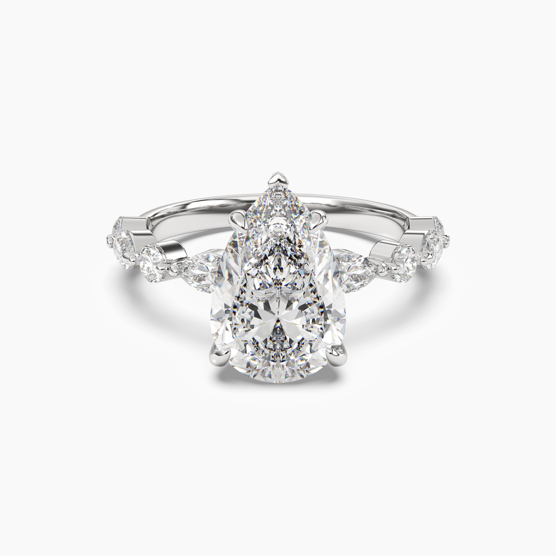 Sonnet Pear Solitaire 2.5 Carat Lab Grown Diamond Engagement Ring in 18K Yellow Gold