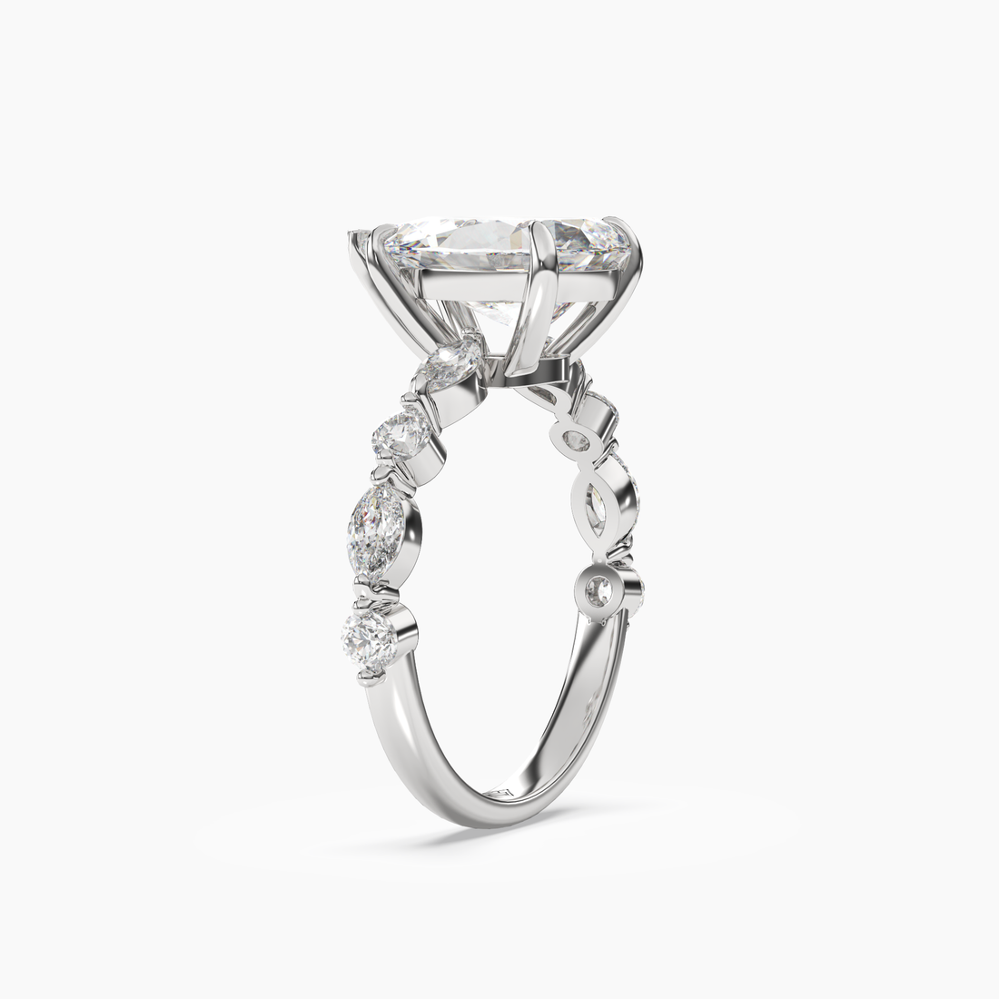 Sonnet Pear Solitaire 3 Carat Lab Grown Diamond Engagement Ring in 14K White Gold