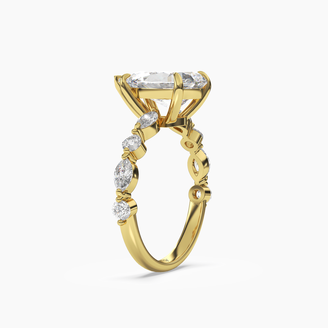 Sonnet Pear Solitaire Diamond Ring Setting in 18K Yellow Gold