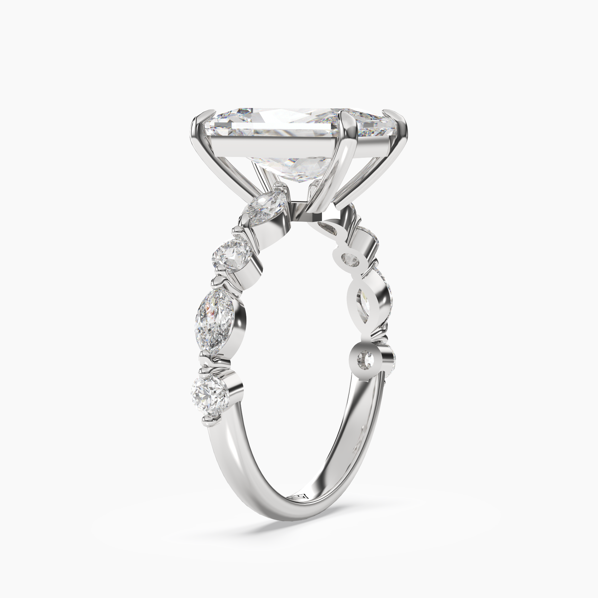 Sonnet Radiant Solitaire 3 Carat Lab Grown Diamond Engagement Ring in 14K White Gold