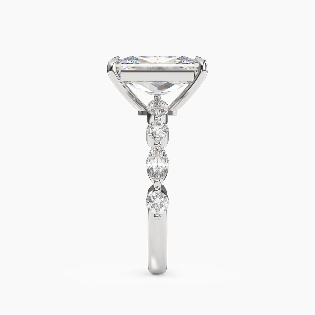 Sonnet Radiant Solitaire Diamond Ring Setting in 18K White Gold