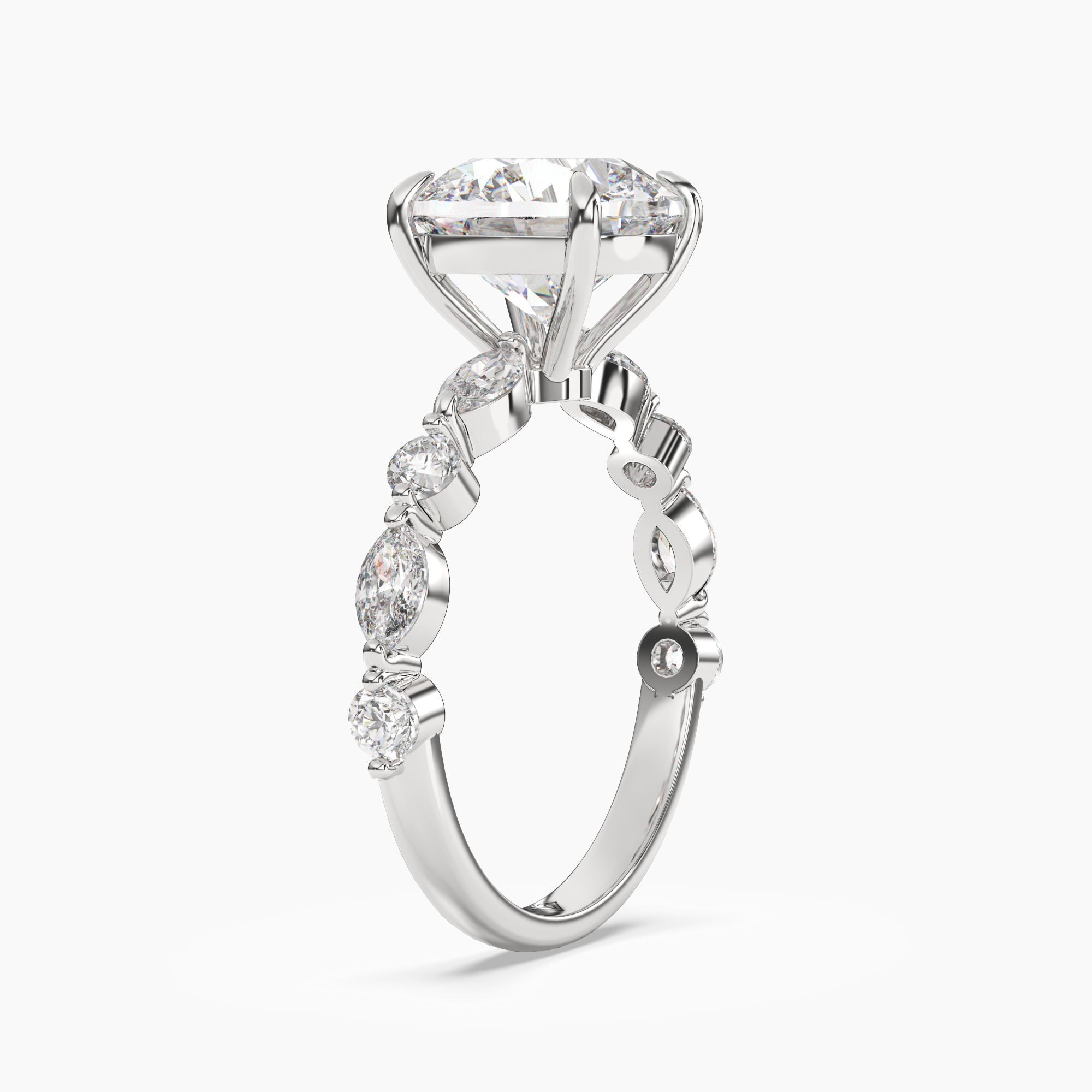 Sonnet Round Solitaire Diamond Ring Setting in 18K Yellow Gold