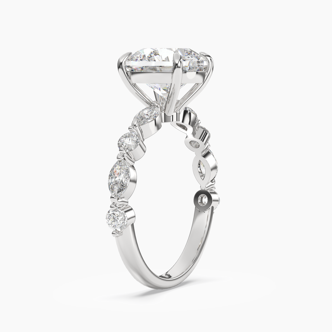 Sonnet Round Solitaire Diamond Ring Setting in 18K White Gold