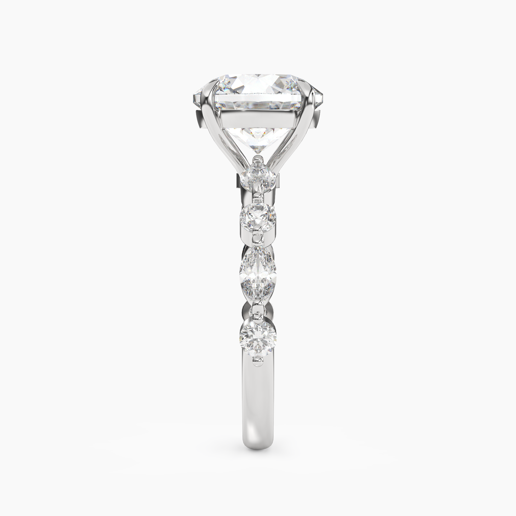Sonnet Round Solitaire Diamond Ring Setting in 18K White Gold