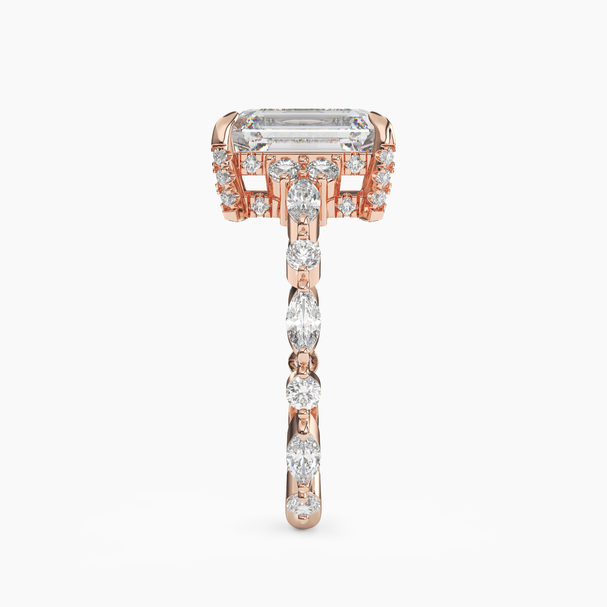 Lace Emerald Hidden Halo 1.5 Carat Lab Grown Diamond Engagement Ring in 14K Rose Gold