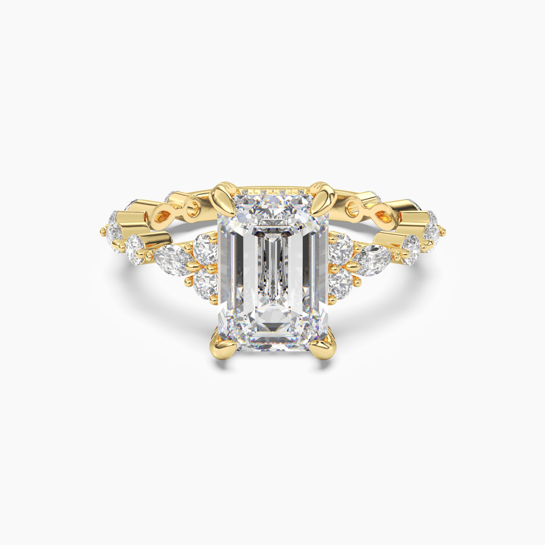 Lace Emerald Hidden Halo 1.5 Carat Lab Grown Diamond Engagement Ring in 14K Rose Gold