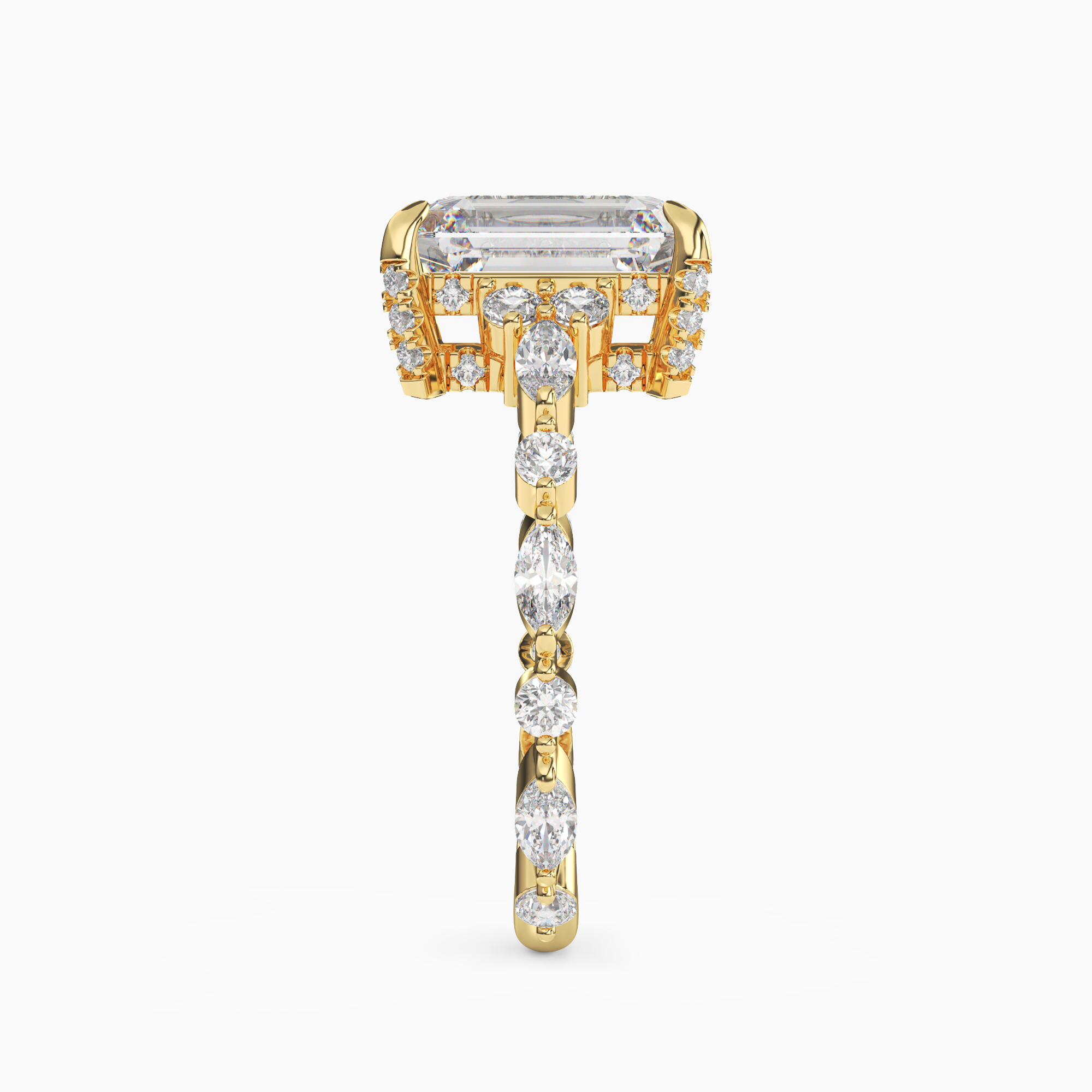 Lace Emerald Hidden Halo 2 Carat Lab Grown Diamond Engagement Ring in 14K Rose Gold