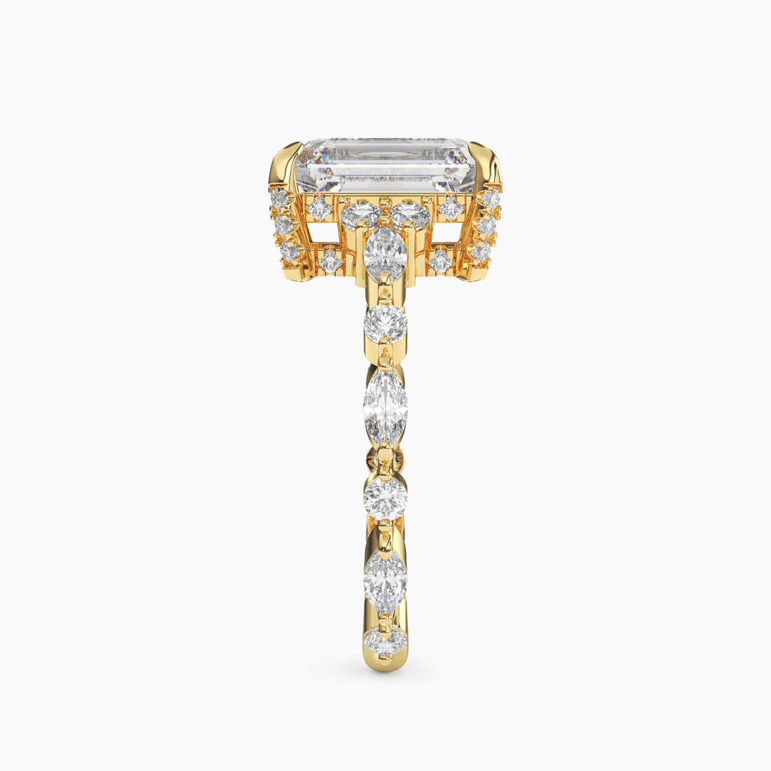 Lace Emerald Hidden Halo 2 Carat Lab Grown Diamond Engagement Ring in 14K Rose Gold
